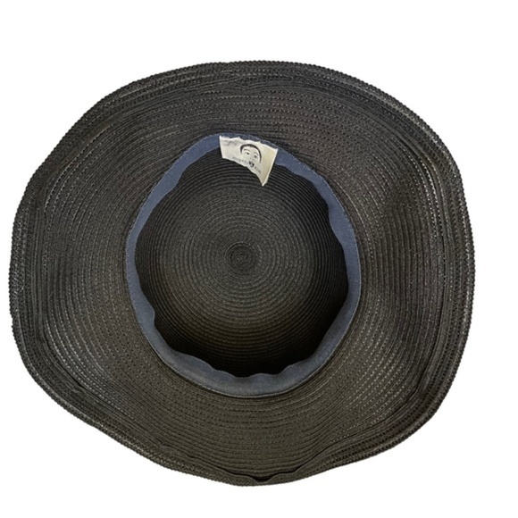 Eugenia Kim Vintage Black Woven Wide-Brim Sun Hat - Picture 6 of 10